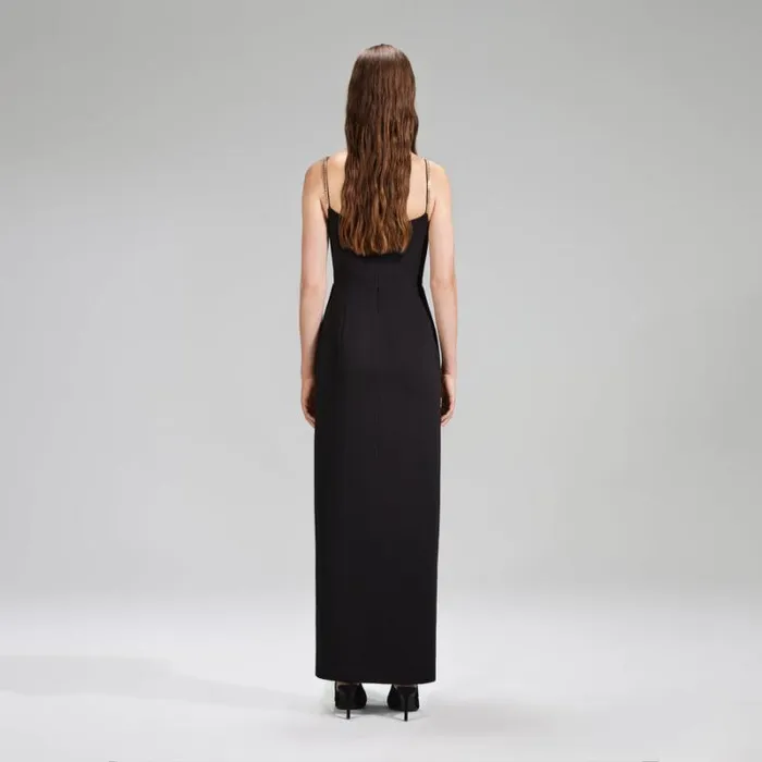 Dresses Woman SelfPortrait Orange Crepe Midi Dress With Trim Dresses Woman SelfPortrait Orange Crepe Midi Dress With Trim