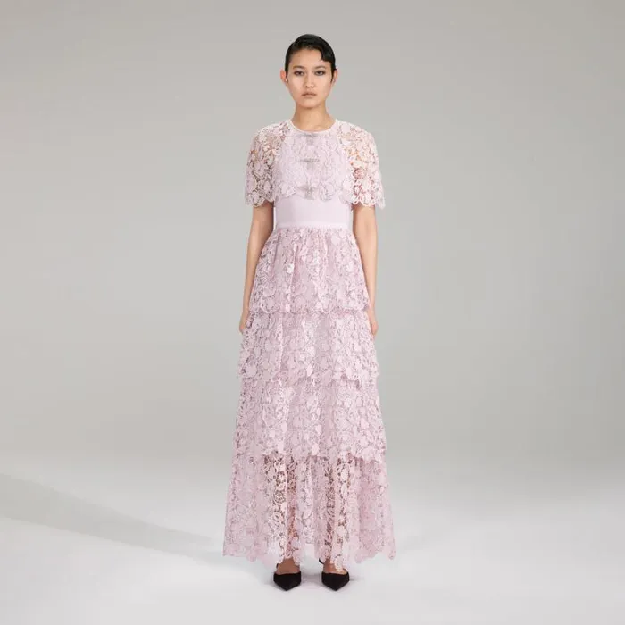 Dresses Woman SelfPortrait Pink Magnolia Lace Maxi Dress