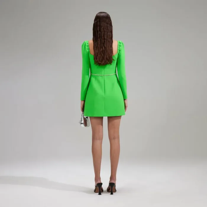Dresses Woman SelfPortrait Rhinestone Satin Mini Dress Green Dresses Woman SelfPortrait Rhinestone Satin Mini Dress Green