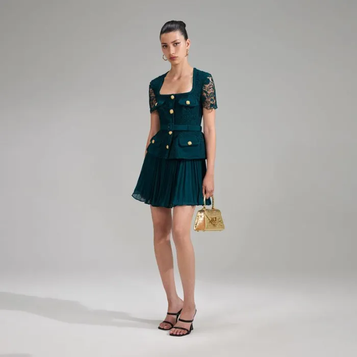 Dresses Woman SelfPortrait Teal Lace Bodice Mini Dress Dresses Woman SelfPortrait Teal Lace Bodice Mini Dress