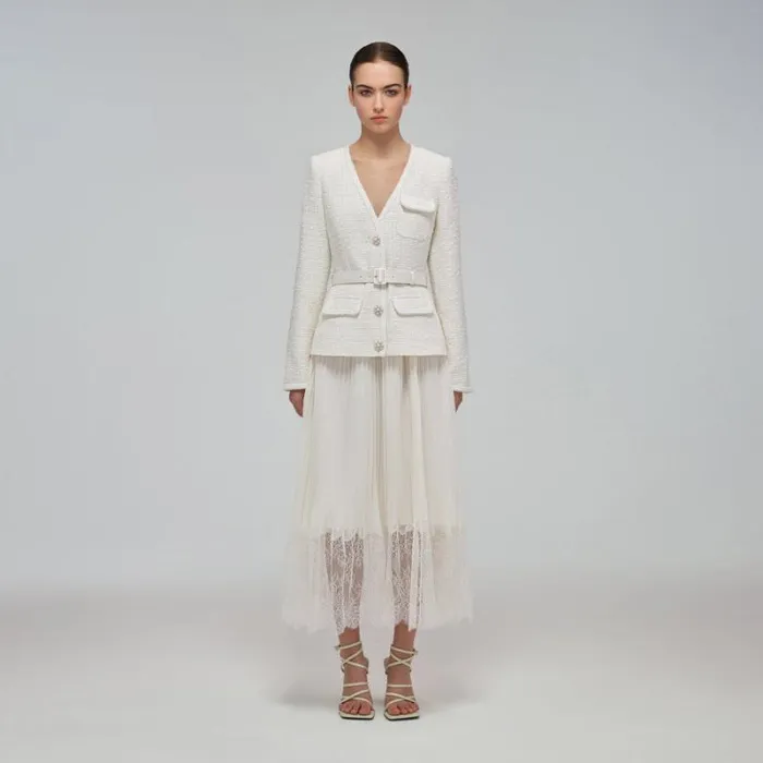 Dresses Woman SelfPortrait White Fine Lace Maxi Dress Dresses Woman SelfPortrait White Fine Lace Maxi Dress