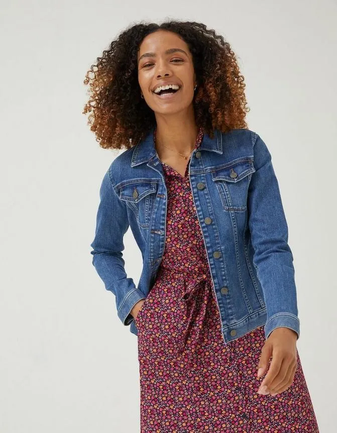 Fatface Coats and Jackets Tasha Denim Jacket Mid Blue 8211 Women