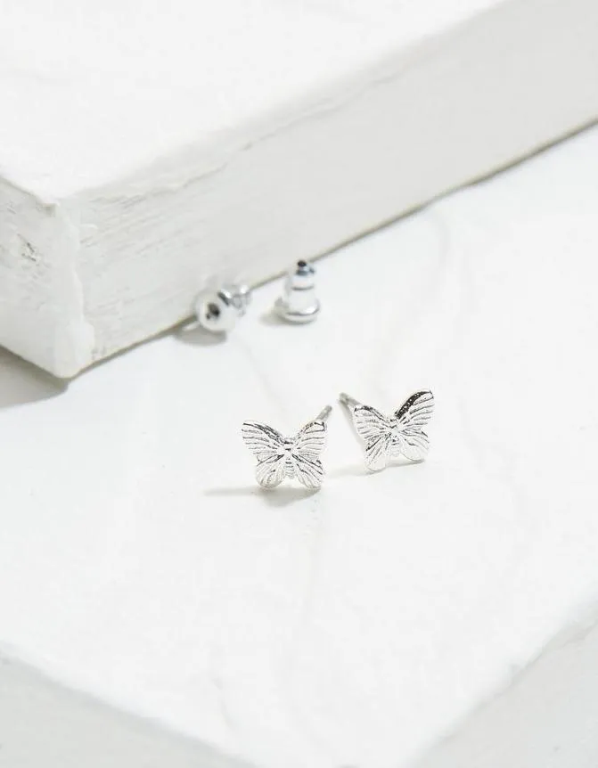 Fatface Jewellery Butterfly Stud Earrings Silver 8211 Women