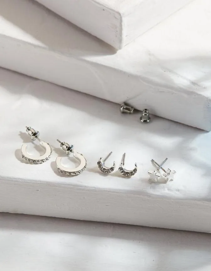 Fatface Jewellery Star And Moon Earrings Multipack Silver 8211 Women