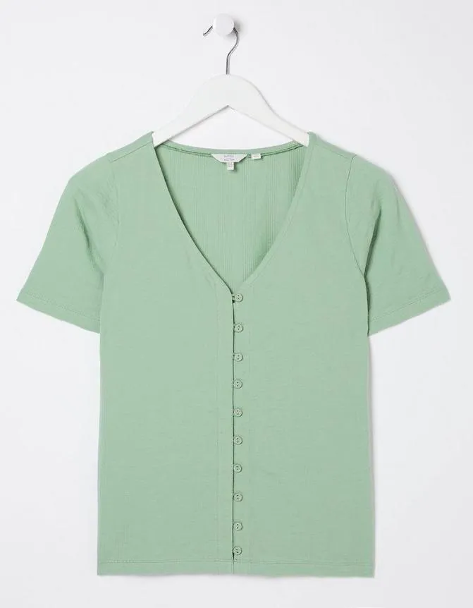 Fatface Nightwear and Loungewear Olivia Pointelle TShirt Sagegreen 8211 Women