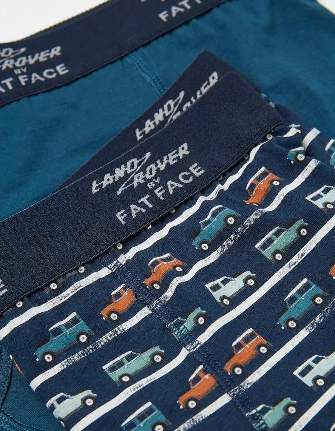 Fatface Socks and Underwear Two Pack Land Rover Stripe Boxers Navy 8211 Men