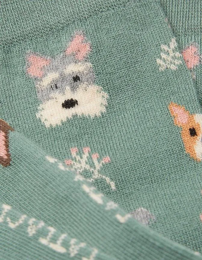 Fatface Socks Underwear and Tights Dog Faces Socks Green Haze 8211 Women