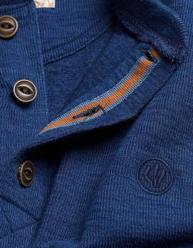 Fatface TShirts Long Sleeve Indigo Henley Indigo Blue 8211 Men
