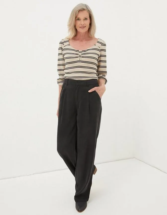 Fatface Tops and TShirts Kara Stripe Henley Top Ivory 8211 Women