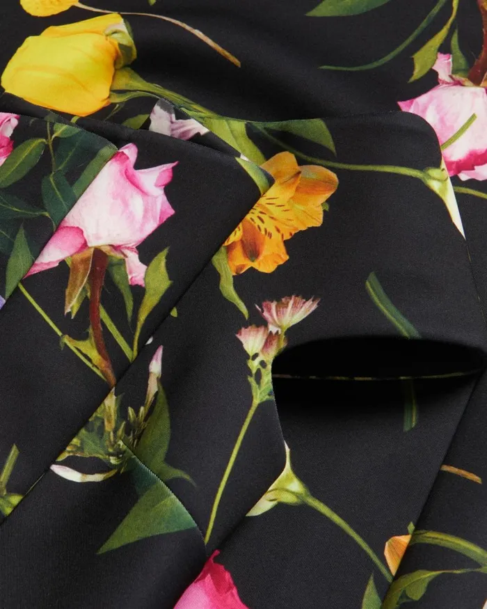 Floral Bardot Bodycon Dress Black Women Ted Baker Clothing Floral Bardot Bodycon Dress Black Women Ted Baker Clothing