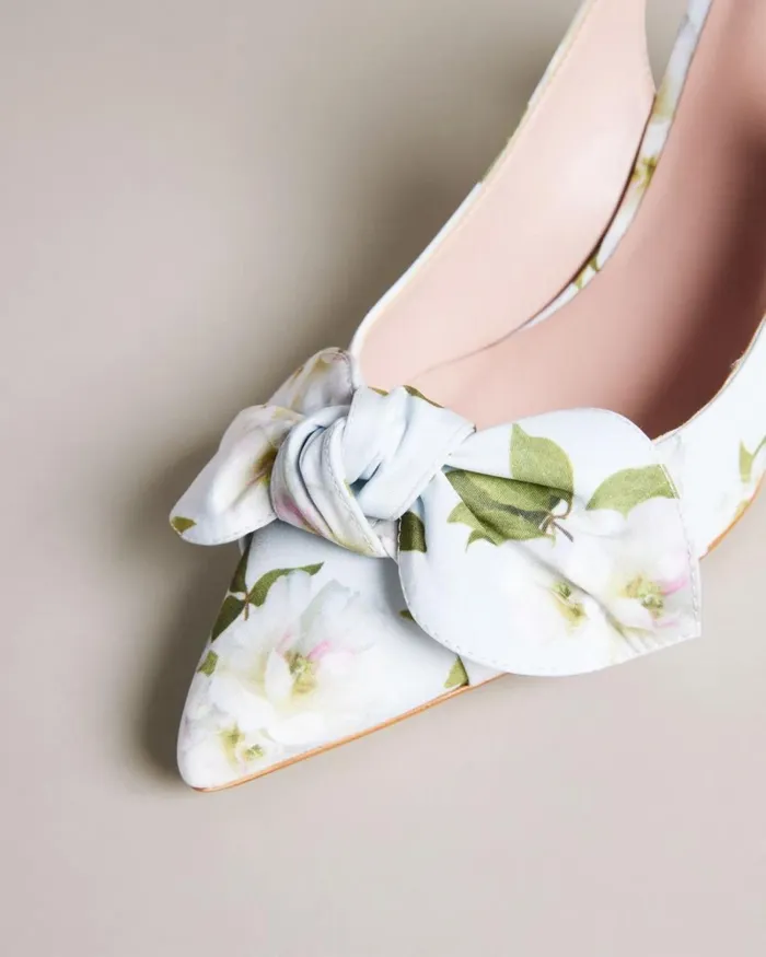Floral Slingback Court Heels Light Green Women Ted Baker Heels Floral Slingback Court Heels Light Green Women Ted Baker Heels