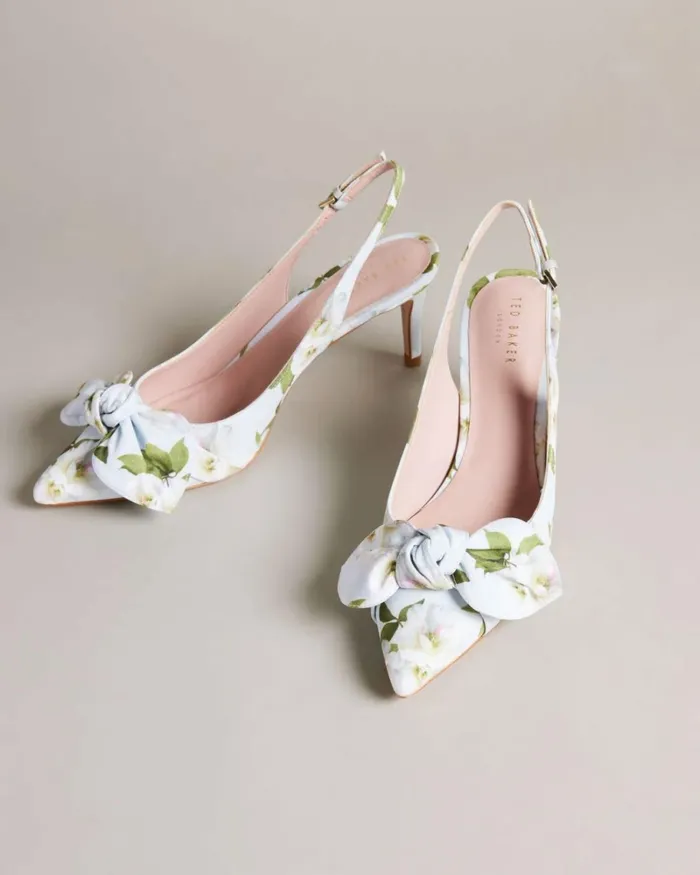 Floral Slingback Court Heels Light Green Women Ted Baker Heels Floral Slingback Court Heels Light Green Women Ted Baker Heels