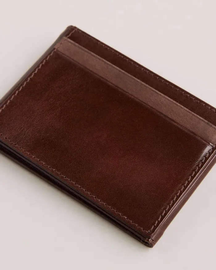Folded Leather Cardholder BrownChocolate Men Ted Baker Wallets and Card Holders