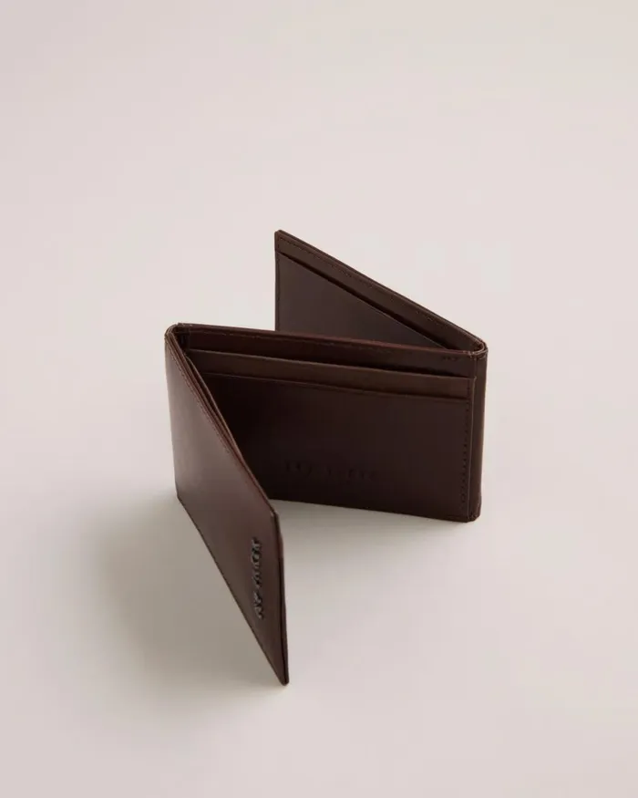 Folded Leather Cardholder BrownChocolate Men Ted Baker Wallets and Card Holders