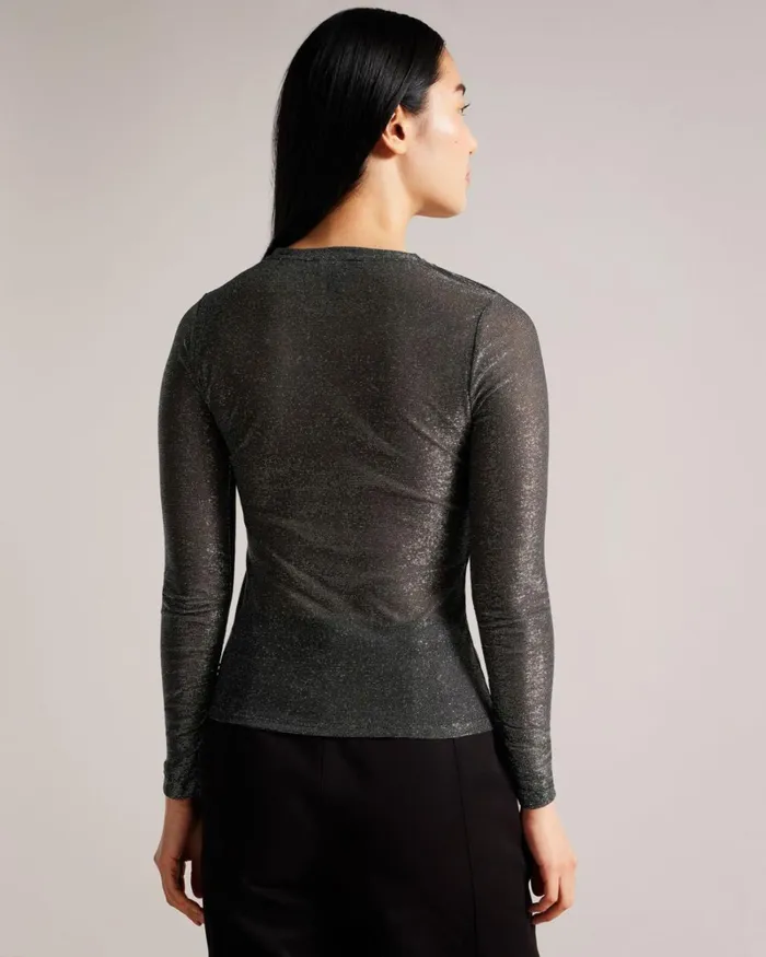 Glitsy Long Sleeve Top Black Women Ted Baker Clothing Glitsy Long Sleeve Top Black Women Ted Baker Clothing