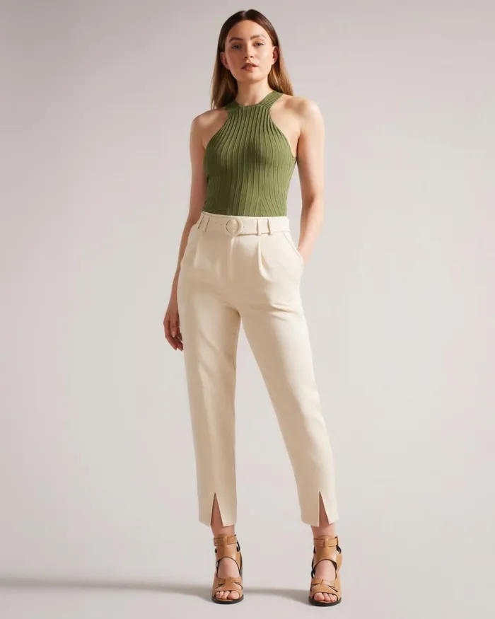 High Waist Carrot Leg Trousers Ivory Women Ted Baker Clothing