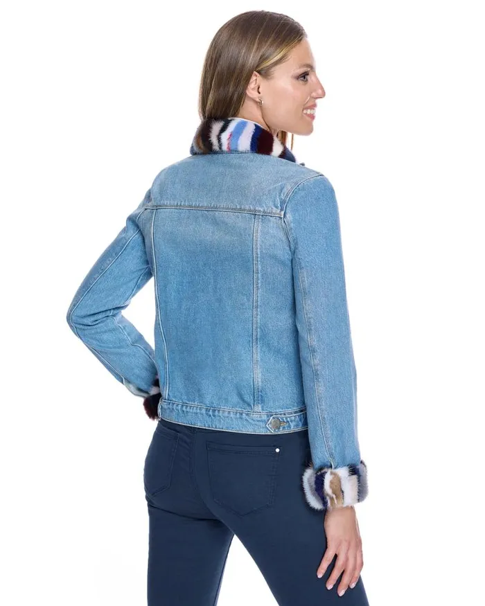 Jackets Women039s Maximilian Denim Jacket With Mink Collar And Cuff