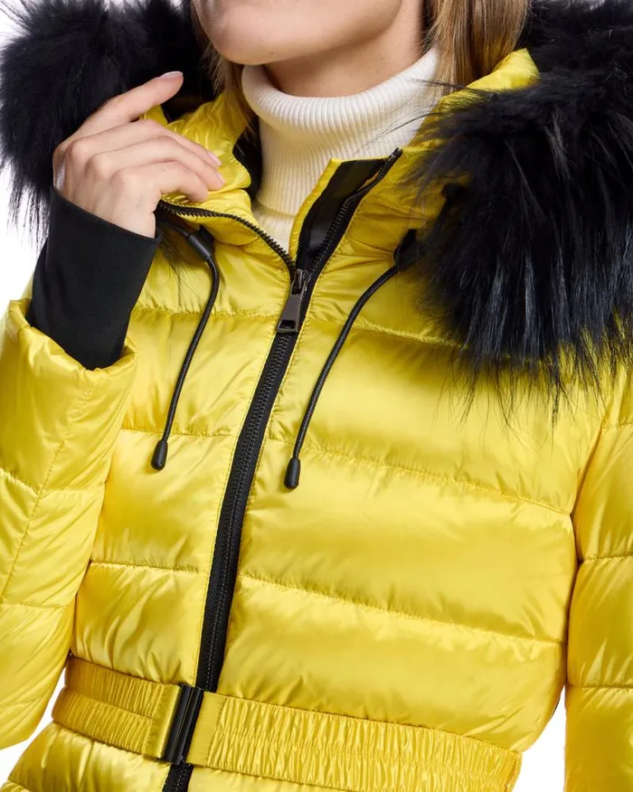Jackets Women039s Maximilian Julia and Stella Nylon Puffer Jacket With Raccoon Trimmed Hood