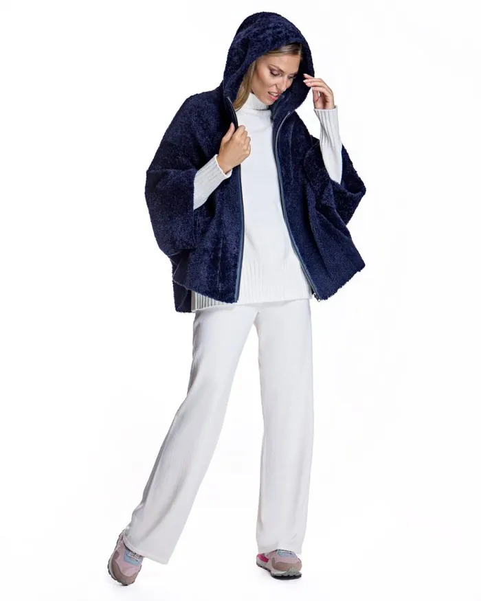 Jackets Women039s Maximilian Julia and Stella Reversible Hooded Shearling Cape