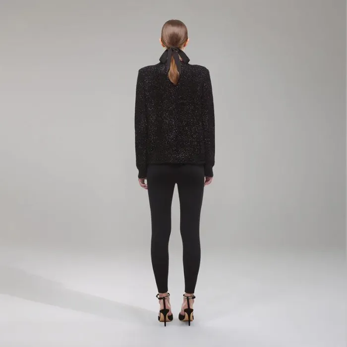 Knitwear Woman SelfPortrait Black Melange Knit Cardigan Knitwear Woman SelfPortrait Black Melange Knit Cardigan