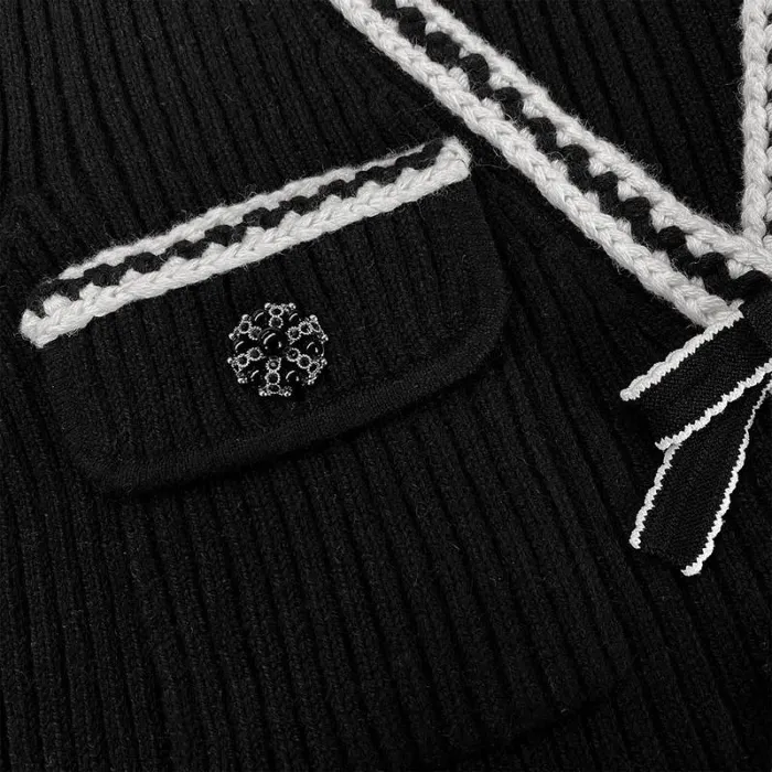 Knitwear Woman SelfPortrait Black Melange Knit Cardigan Knitwear Woman SelfPortrait Black Melange Knit Cardigan