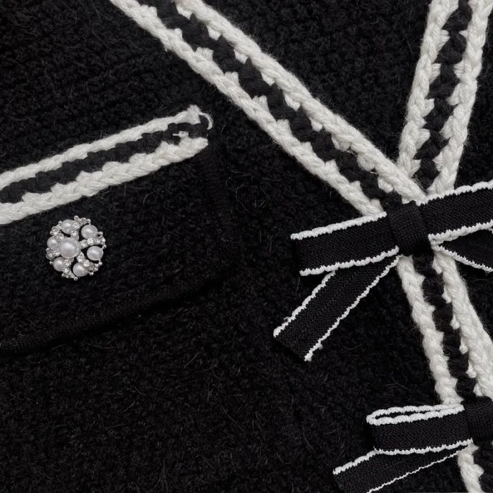 Knitwear Woman SelfPortrait Black Melange Knit Cardigan Knitwear Woman SelfPortrait Black Melange Knit Cardigan