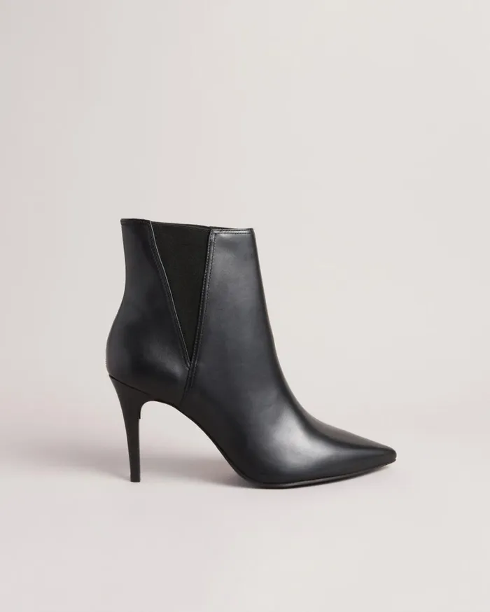 Leather Ankle Stiletto Boots Black Women Ted Baker Heels