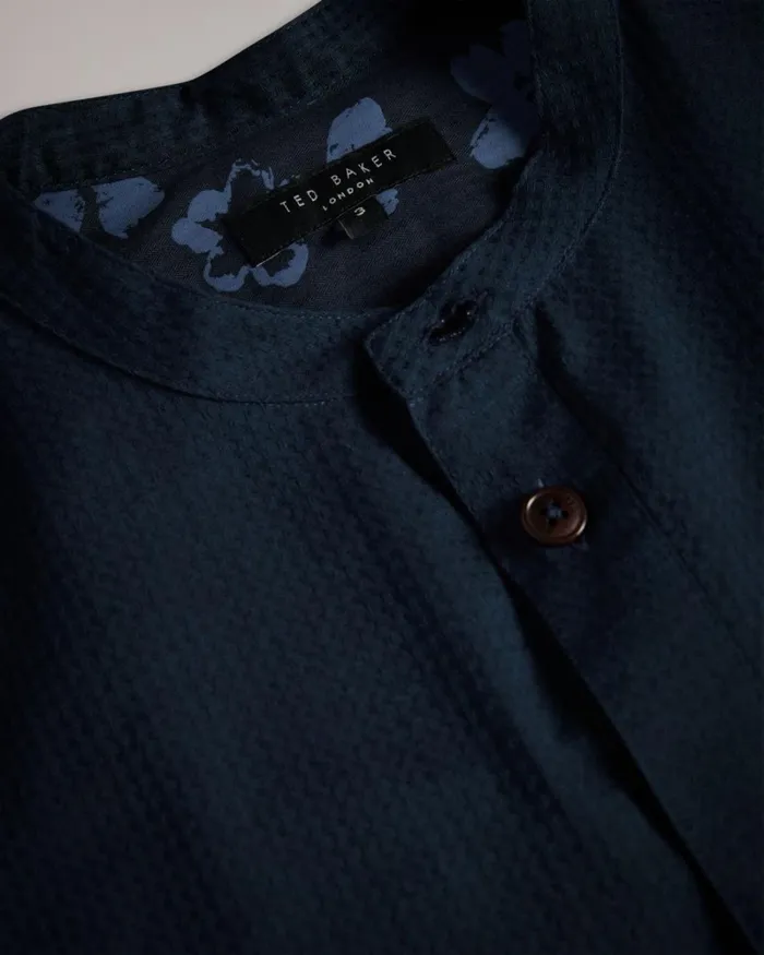 Long Sleeve Grandad Shirt Navy Men Ted Baker Clothing