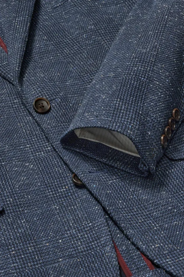Men Blazers and Sport Coats Bonobos Jetsetter Knit Blazer Navy Donegal Glen Plaid