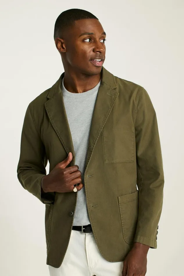 Men Blazers and Sport Coats Bonobos Jetsetter Washed Cotton Blazer Olive