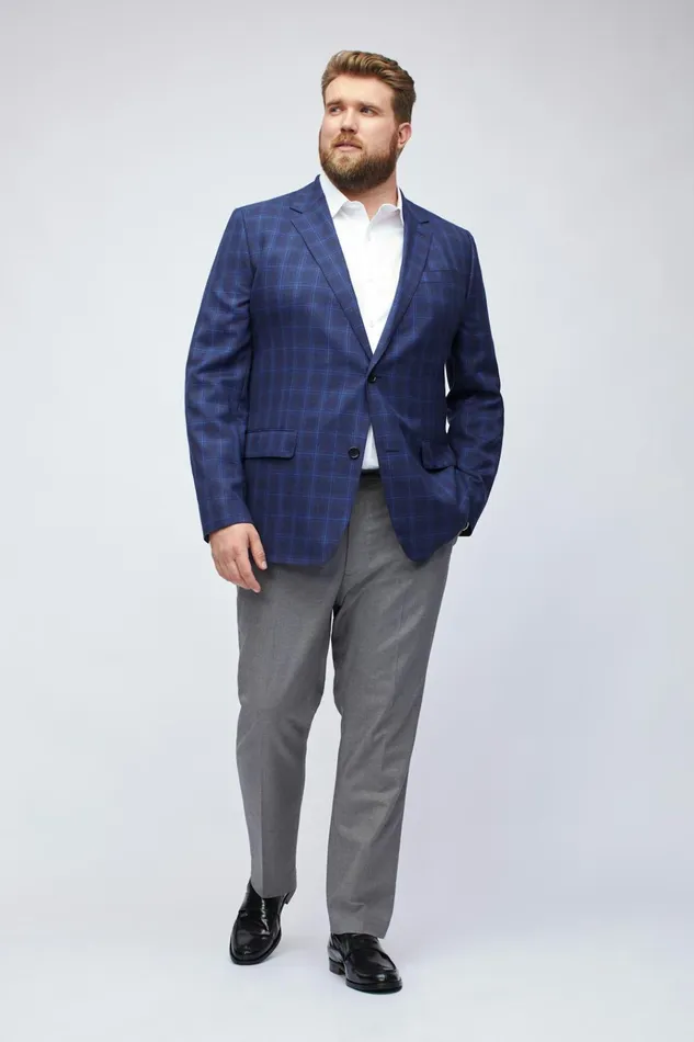 Men Blazers and Sport Coats Bonobos Unconstructed Italian Wool Blazer Extended Sizes Carter Twill Blue Plaid