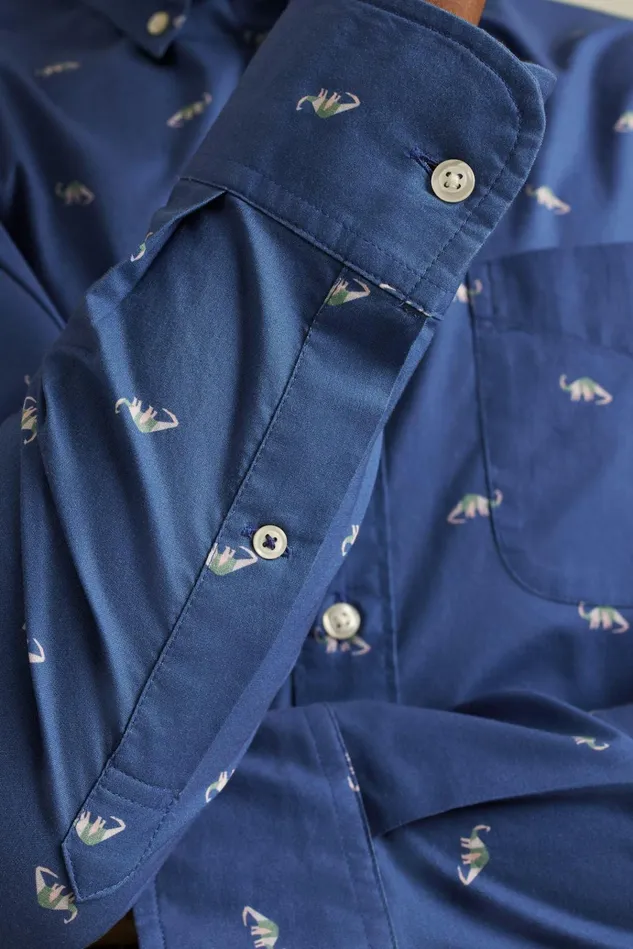 Men Business Casual Shirts Bonobos Everyday Shirt Navy Brontosaurus