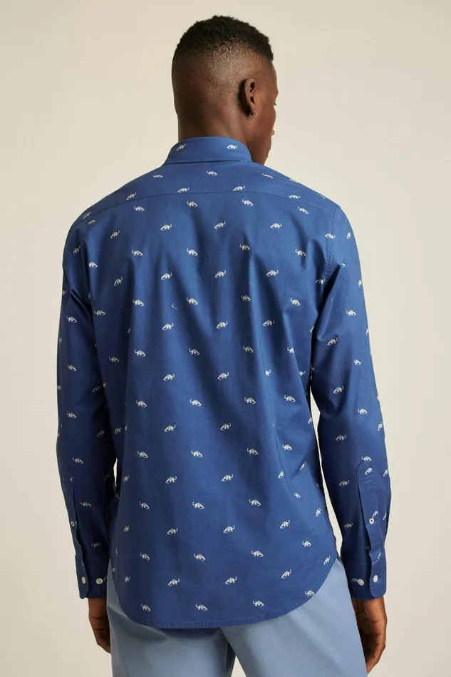 Men Business Casual Shirts Bonobos Everyday Shirt Navy Brontosaurus