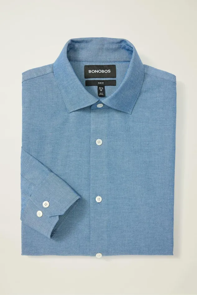 Men Business Casual Shirts Bonobos Jetsetter Stretch Dress Shirt Ocean Blue Chambray Men Business Casual Shirts Bonobos Jetsetter Stretch Dress Shirt Ocean Blue Chambray