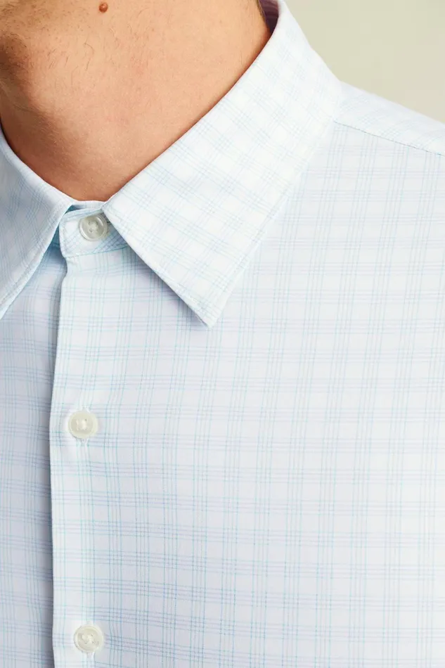Men Business Casual Shirts Bonobos Tech Button Down Shirt Cosmic Blue Plaid