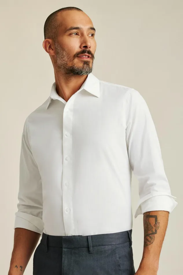 Men Business Casual Shirts Bonobos The Desk To Dinner Shirt Solid White
