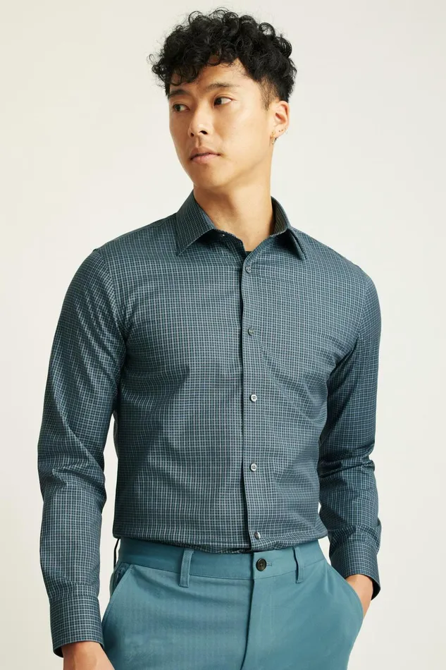Men Business Casual Shirts Bonobos Weekday Warrior Dress Shirt Navy Plaid