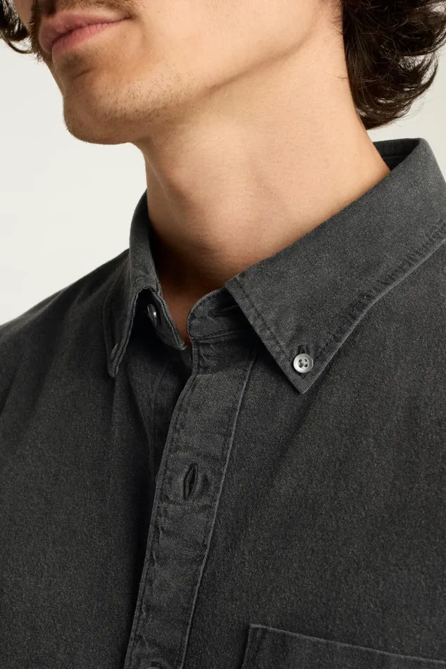 Men Casual Shirts Bonobos Everyday Denim Shirt Black Rinse Wash