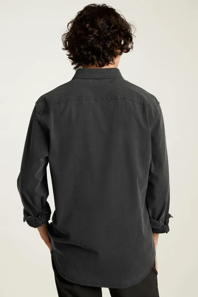 Men Casual Shirts Bonobos Everyday Denim Shirt Black Rinse Wash