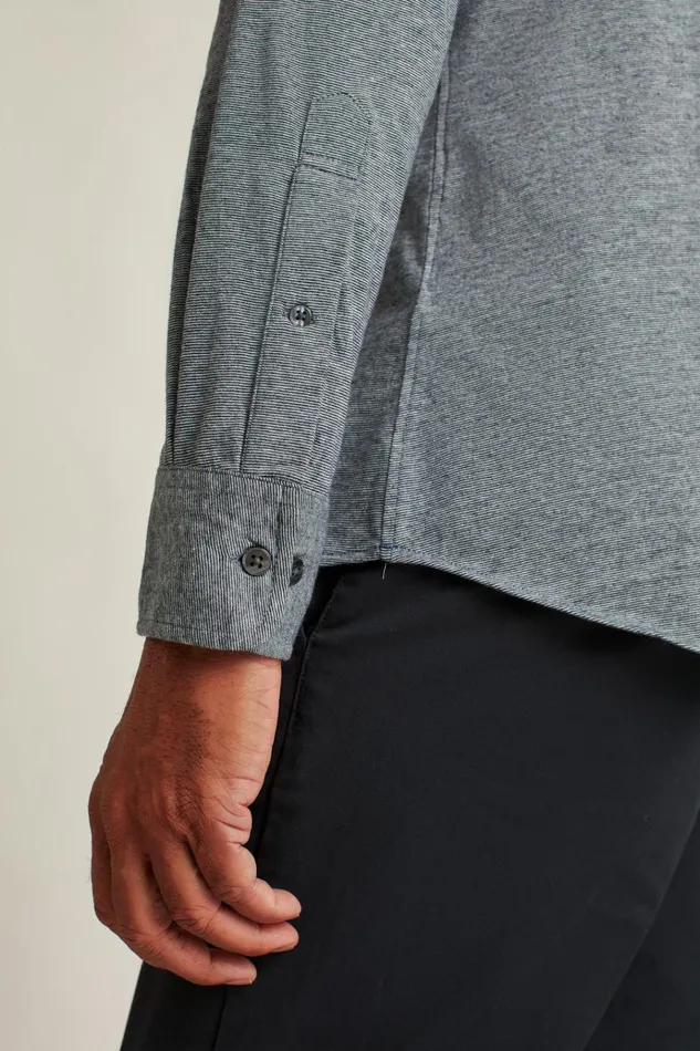 Men Casual Shirts Bonobos Jersey Everyday Shirt Navy Blue Microstripe