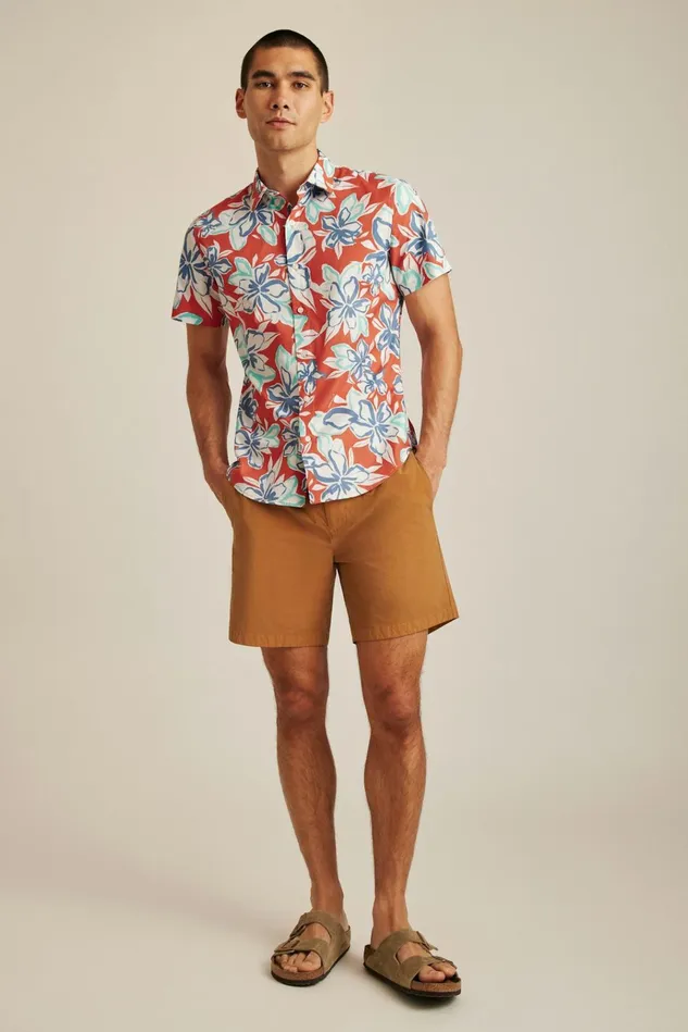 Men Casual Shirts Bonobos Riviera Short Sleeve Shirt Chili Corinth Floral