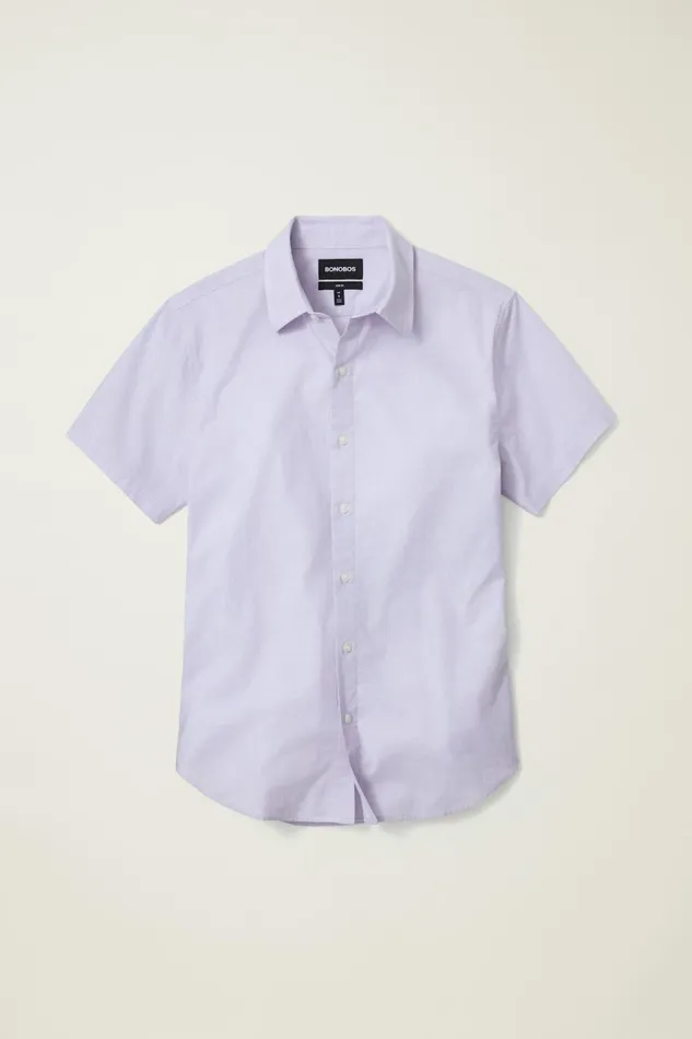 Men Casual Shirts Bonobos Riviera Short Sleeve Shirt Lavender End On End