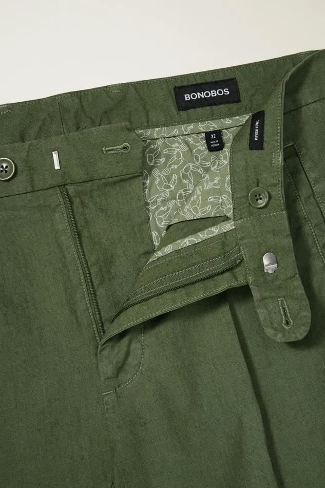 Men Casual Shorts Bonobos Coastal Linen Short Green Juice