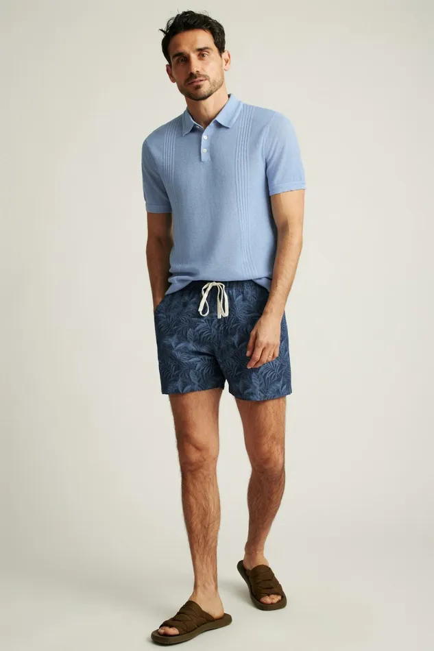 Men Casual Shorts Bonobos Nomad Short Navy Palms