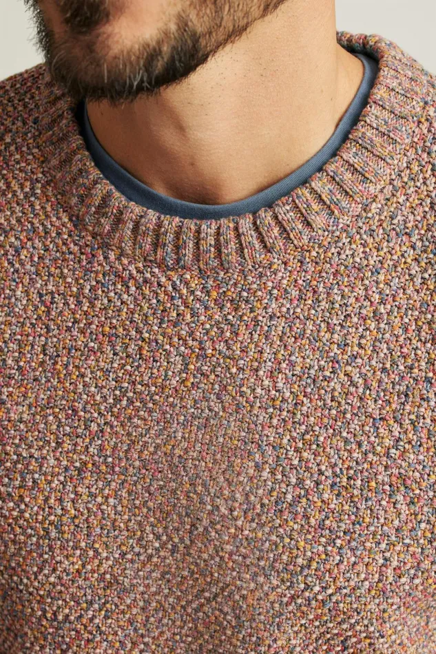Men Crew and VNeck Sweaters Bonobos Italian Cotton Crew Neck Sweater Multi Reds