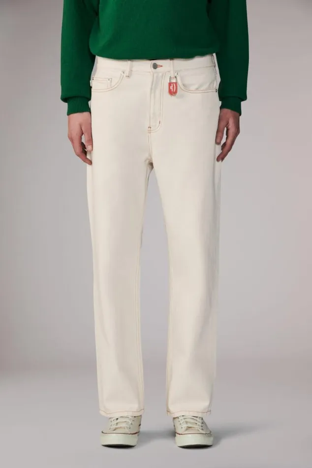 Men Fiorucci Star Logo Safety Jeans Cream Cream