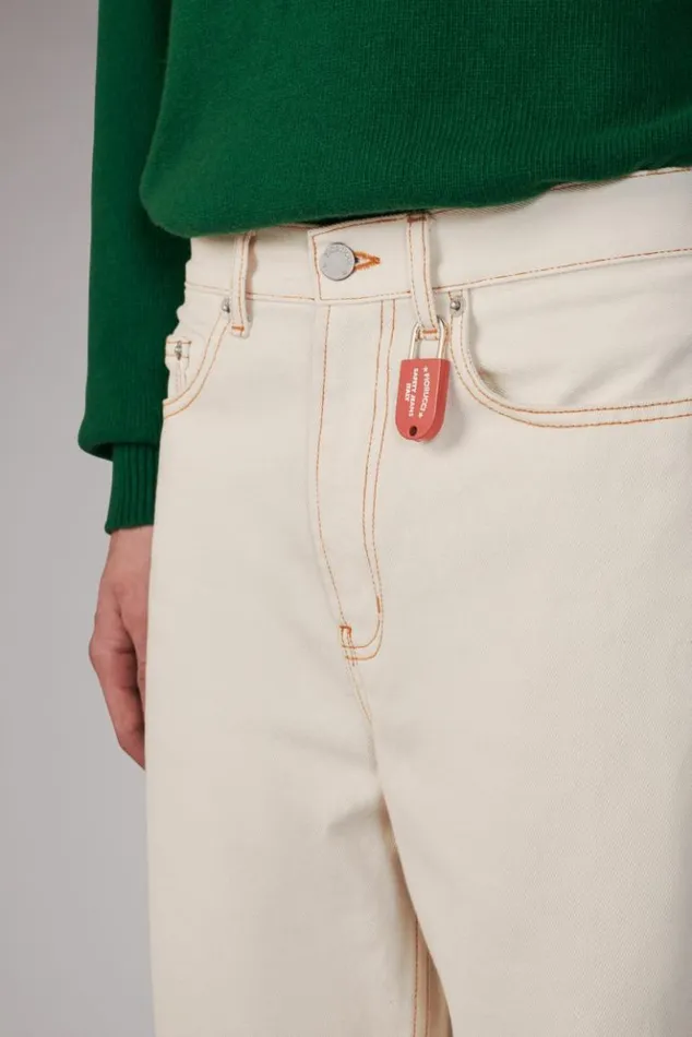 Men Fiorucci Star Logo Safety Jeans Cream Cream