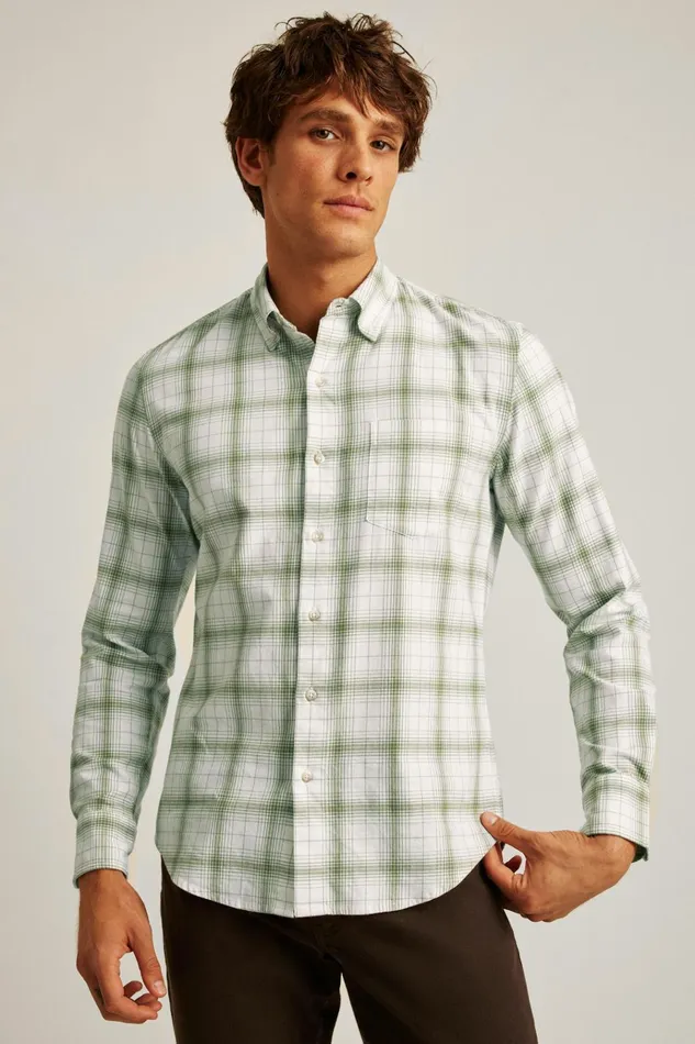 Men Flannels and Shirt Jackets Bonobos Everyday Lightweight Flannel Shirt Green Loden Plaid