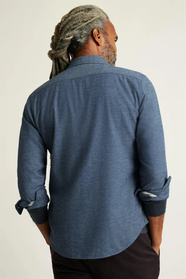 Men Flannels and Shirt Jackets Bonobos Fireside Flannel Shirt Blue Twill Dobby