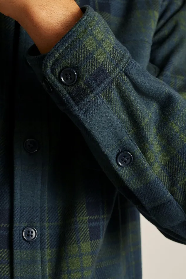Men Flannels and Shirt Jackets Bonobos Sweater Overshirt Seaweed Plaid